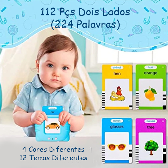Cartões Interativos Bebê Bilíngue - Brinquedo Montessori - Loja Uau Express